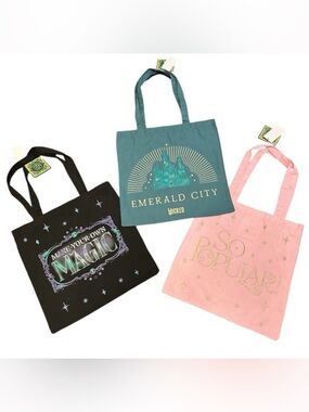 NEW! WICKED “Make Your Own Magic”,”Emerald City” and”So Popular”Tote Set (NWT)